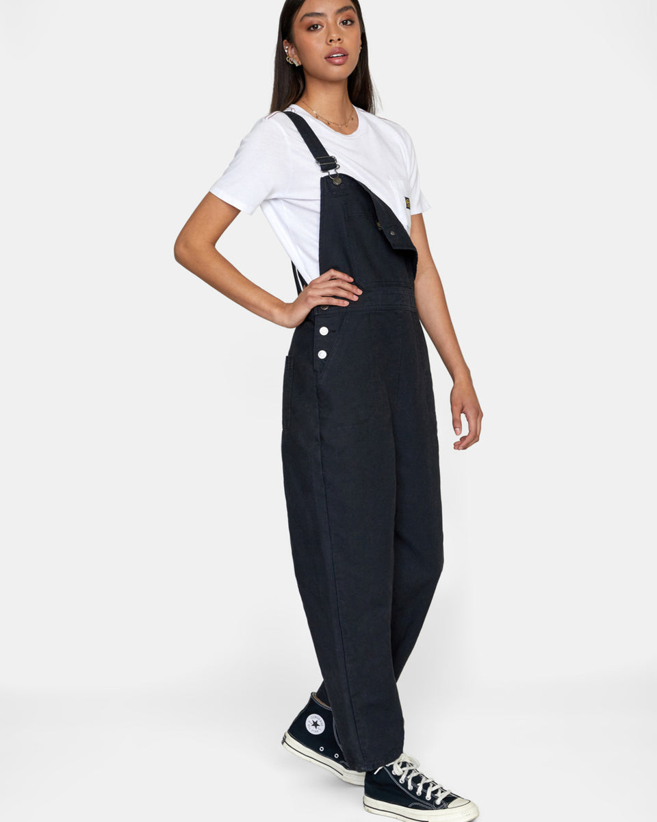 Rvca black hot sale overalls