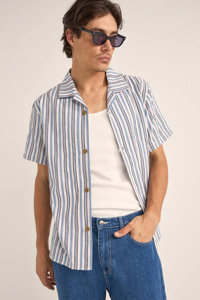 Vacation Stripe Short Sleeve shirt - Blue