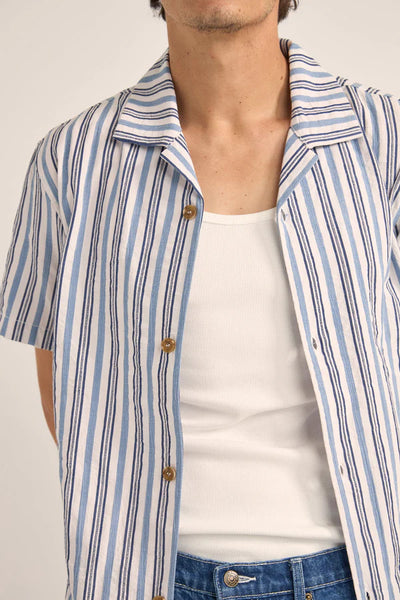 Vacation Stripe Short Sleeve shirt - Blue