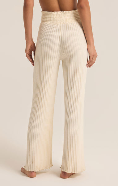 Dawn Smocked Rib Pant - Bone