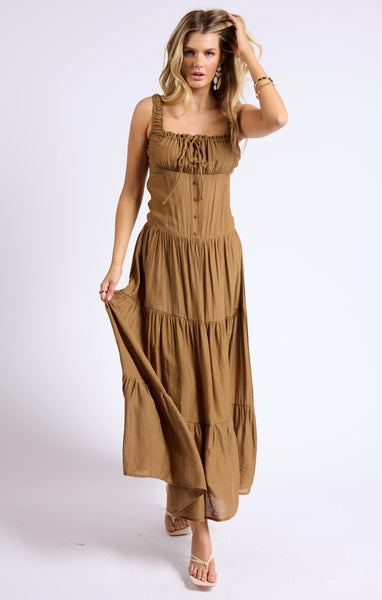 Light A Fire Dress - Brown