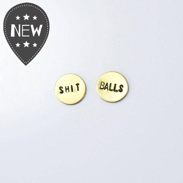 Gey Theory Mill Shit Balls, Circle Earrings | Brass