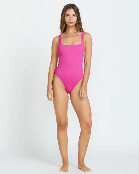 Summer Hi SQ Neck One Piece Swim Suit - Pink