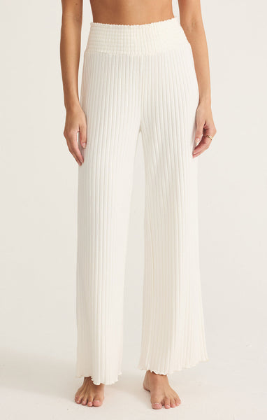 Dawn Smocked Rib Pant - Bone