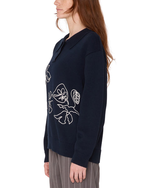 Bloom Polo Sweater - Navy