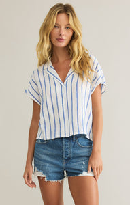 Parallel Button Down Top - Palace Blue