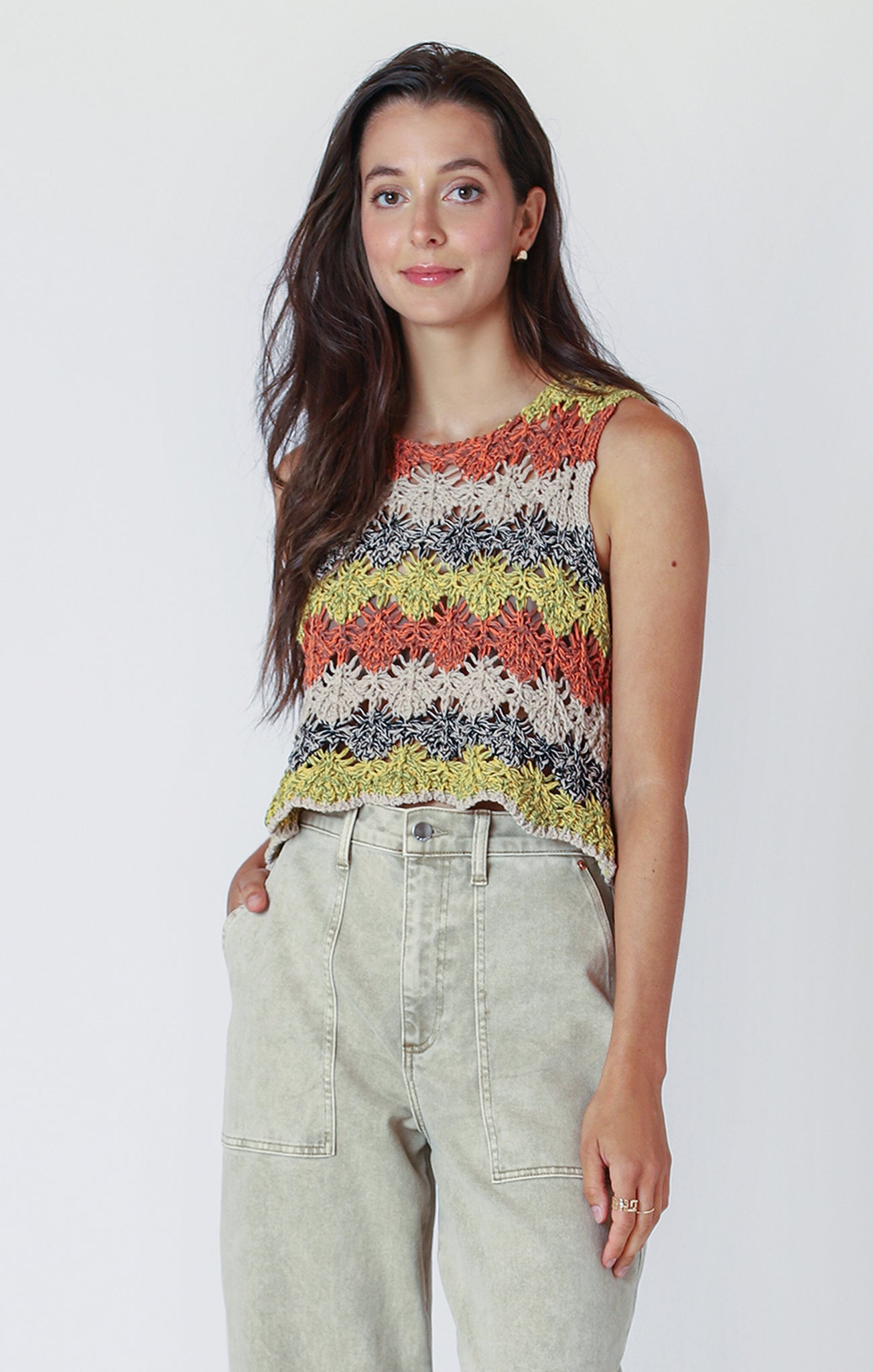 Open Stitch Knit Top - Earthtones