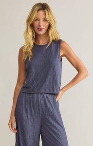 Slone Textured Top - Worn Blue