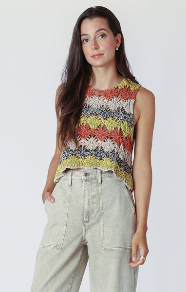 Open Stitch Knit Top - Earthtones