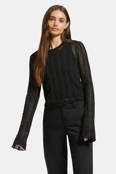 Sheer Knit Top Long Sleeve