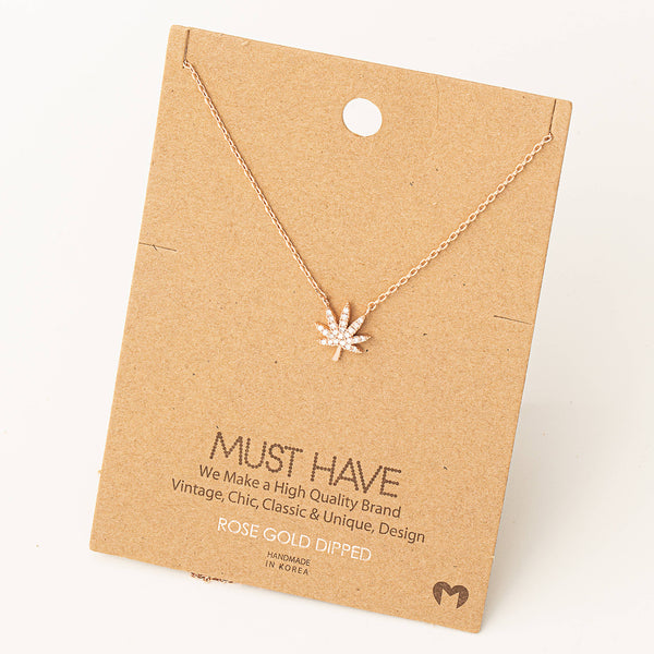 Jewel Cannabis Pendant Necklace: S