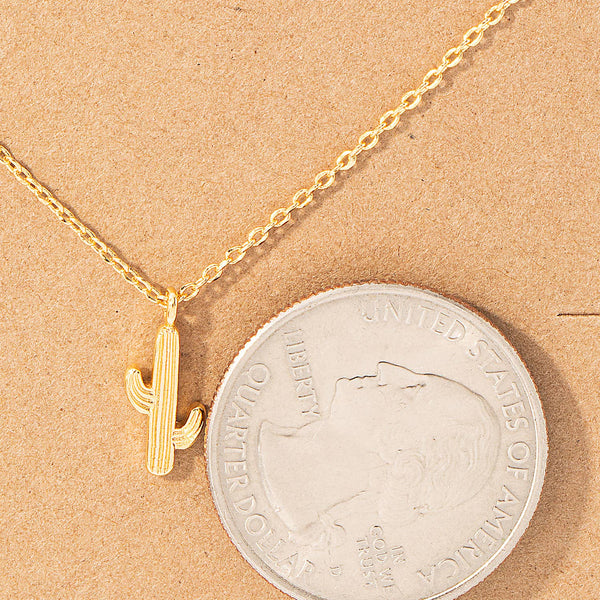 Dainty Cactus Pendant Necklace: G