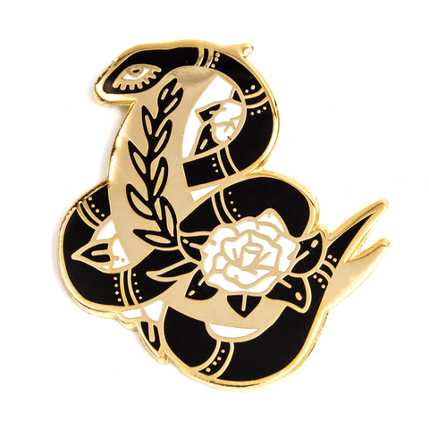 Floral Snake Moon Pin