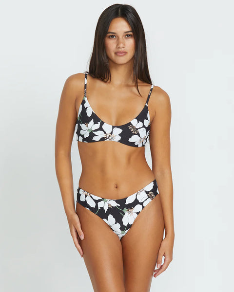 Midnight Lily Crop Bikini Top - Black