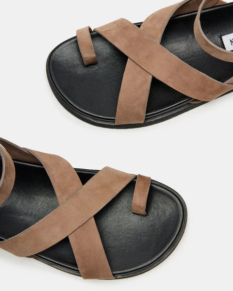 Mira Taupe Nubuck Strappy Sandel - Taupe