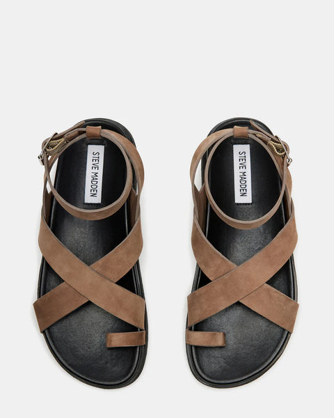 Mira Taupe Nubuck Strappy Sandel - Taupe