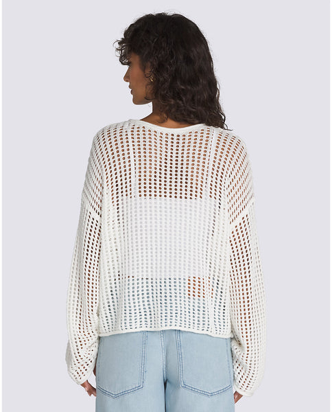 Mila Open Knit Crop Crew Sweater - Marshmallow