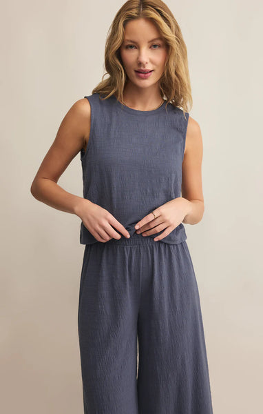 Slone Textured Top - Worn Blue