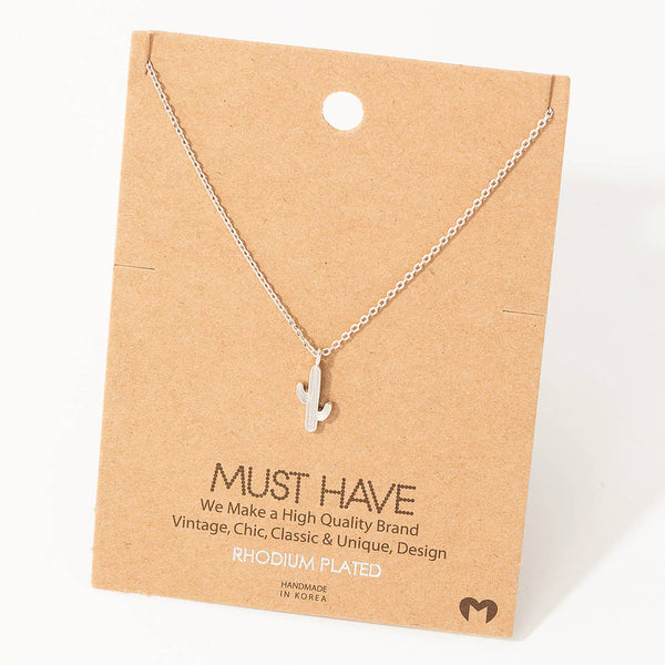 Dainty Cactus Pendant Necklace: G