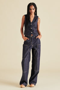 Selene Denim Vest - Dark Indigo