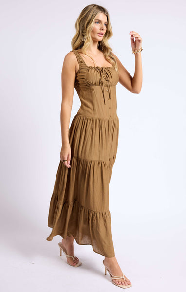 Light A Fire Dress - Brown