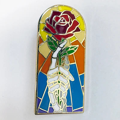 Stained Glass Rose Pin