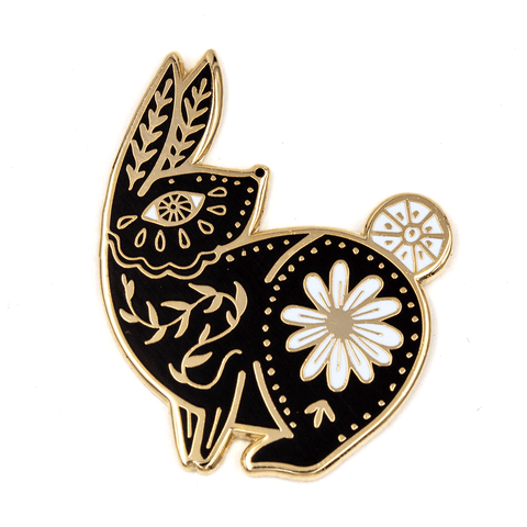 Floral Folk Art Rabbit Pin