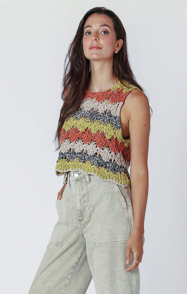 Open Stitch Knit Top - Earthtones