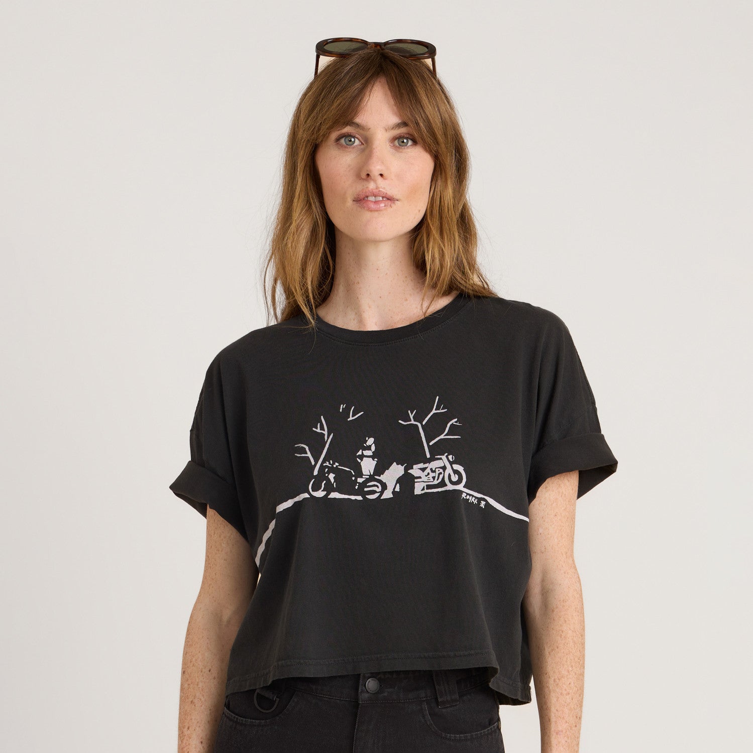 Night Ride Boxy Tee - Faded Black