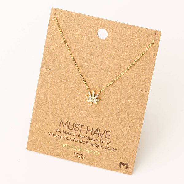 Jewel Cannabis Pendant Necklace: S