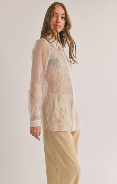 Blurred Sheer Button Down Shirt