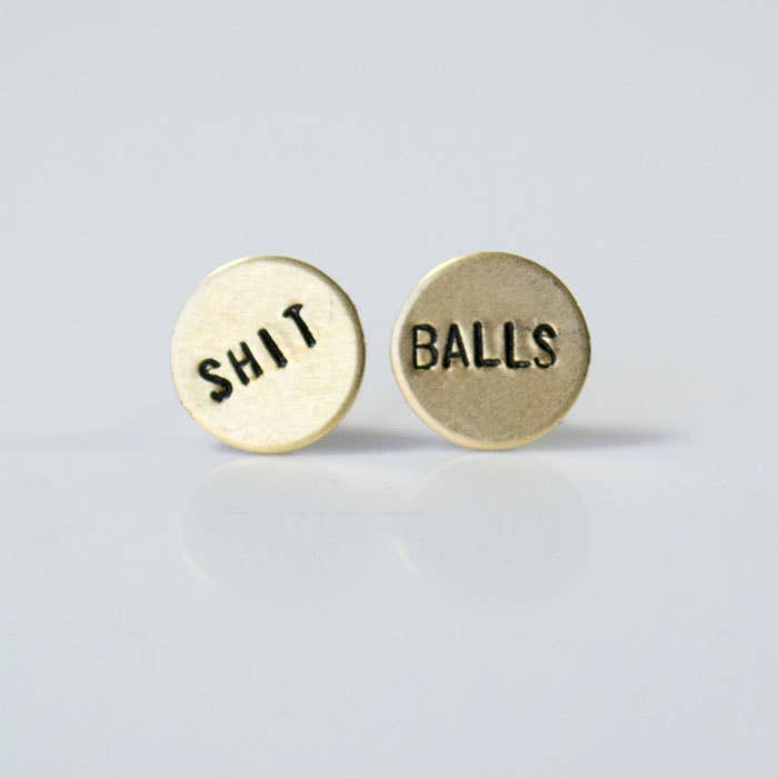 Gey Theory Mill Shit Balls, Circle Earrings | Brass