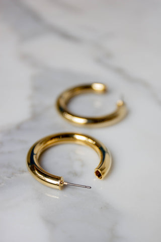 Oceanne Thick Gold Hoop Earrings