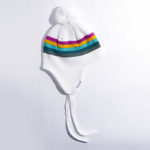 Coal The Bert Earflap Pom Beanie - White