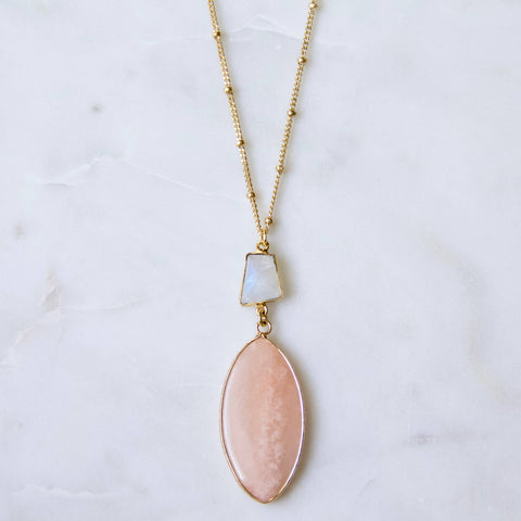 Moonstone Aventurine Long Necklace