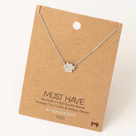 Mini Paw Print Charm Necklace: S