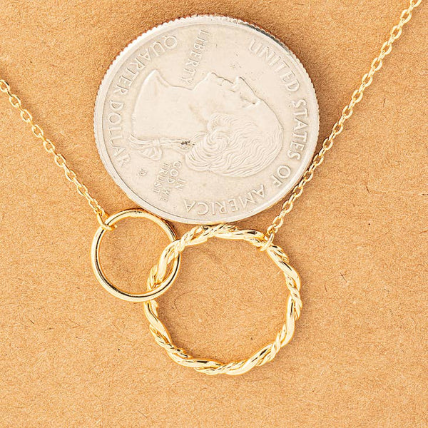 Double Circle Chain Link Charm Necklace