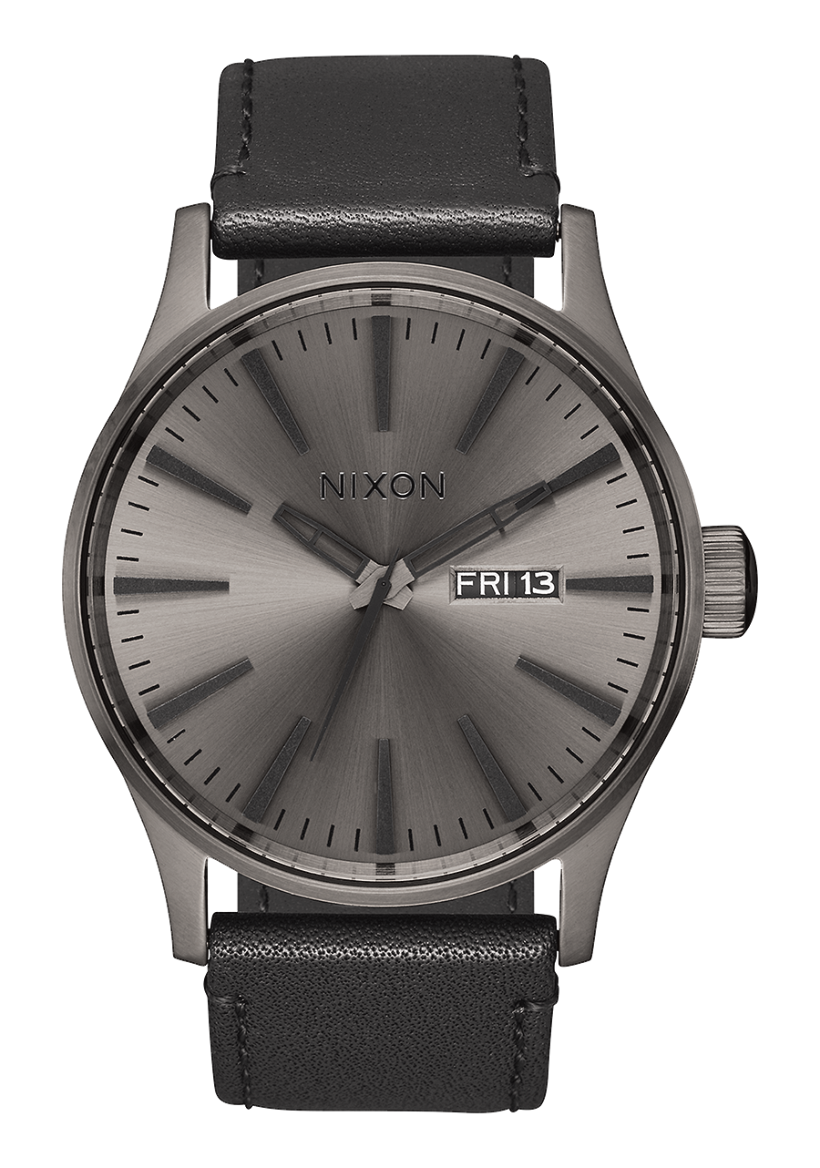 Nixon Sentry Leather Watch - Gunmetal Black