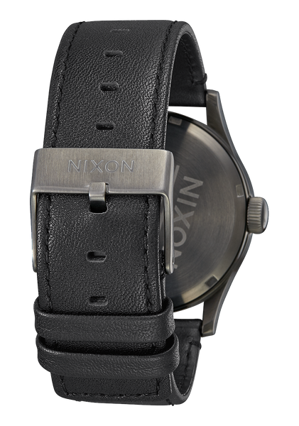 Nixon Sentry Leather Watch - Gunmetal Black