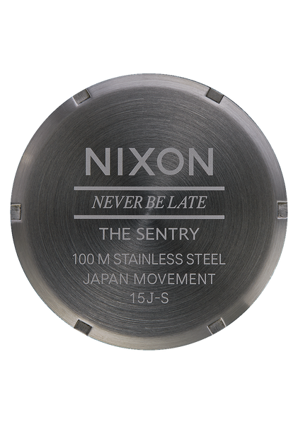 Nixon Sentry Leather Watch - Gunmetal Black