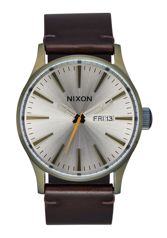 Nixon Sentry Leather Watch - Vintage White / Surplus