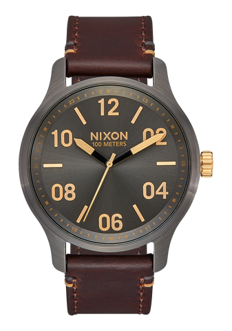 Nixon Patrol Leather Watch - Gunmetal Gold