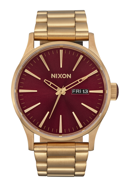 Nixon Sentry Stainless Steel Watch - Oxblood / Sunray