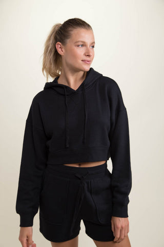 Mono B Lounge-to-Street Cropped Hoodie - Black