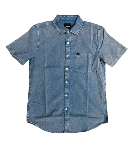 Brixton Charter Oxford Short Sleeve Woven Tee - Sky Blue Sun Wash