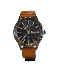 Nixon Sentry Solar Leather Watch - Gunmetal