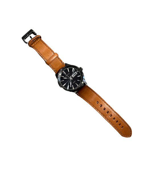 Nixon Sentry Solar Leather Watch - Gunmetal