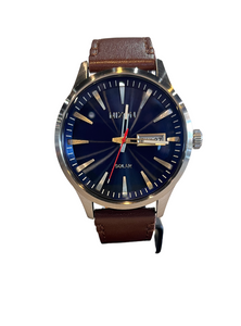 Nixon Sentry Solar Leather watch - Navy Sunray / Silver