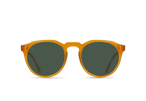 Raen Remmy Unisex Retro Round Sunglasses - Honey/Green Polarized