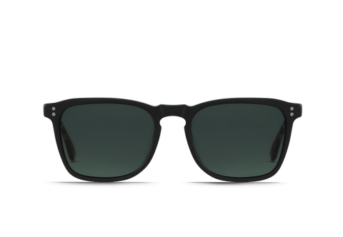 Raen Wiley Mens Square Sunglasses - Matte Black Brindle Tort/Green Polar